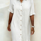Maria | Robe en Denim Confortable avec Plis Flatteurs