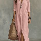 Noémie – Robe chemise bohème longue