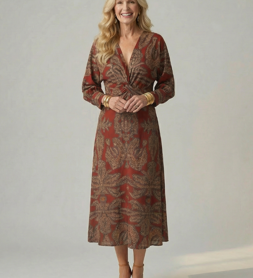 Zoé | Robe midi portefeuille naturelle