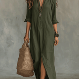 Noémie – Robe chemise bohème longue