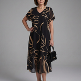 Adèle – Robe midi fluide imprimé abstrait