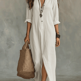 Noémie – Robe chemise bohème longue