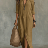 Noémie – Robe chemise bohème longue