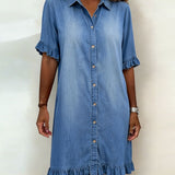 Maria | Robe en Denim Confortable avec Plis Flatteurs