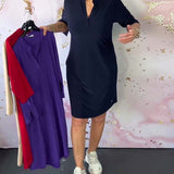 Hélène – Robe unie élégante col V