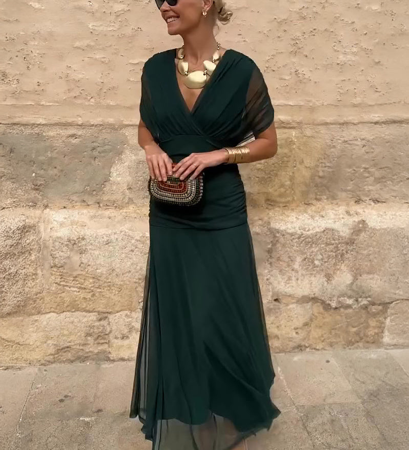 Louise | Robe Maxi de Fête Élégante à Col V