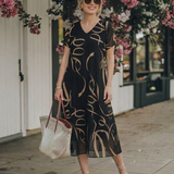 Adèle – Robe midi fluide imprimé abstrait