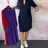 Hélène – Robe unie élégante col V