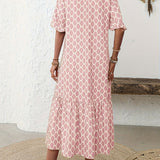 Rosalie – Robe midi fluide et confortable à motif élégant