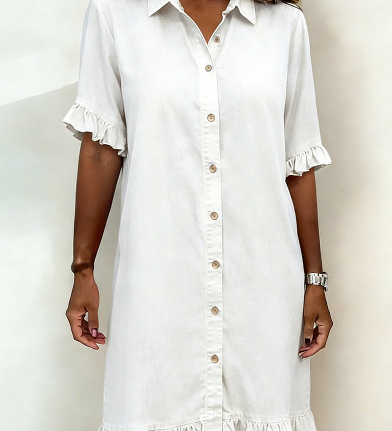 Maria | Robe en Denim Confortable avec Plis Flatteurs