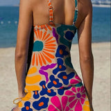 Fiesta – Tankini graphique fleuri avec short, effet ventre plat