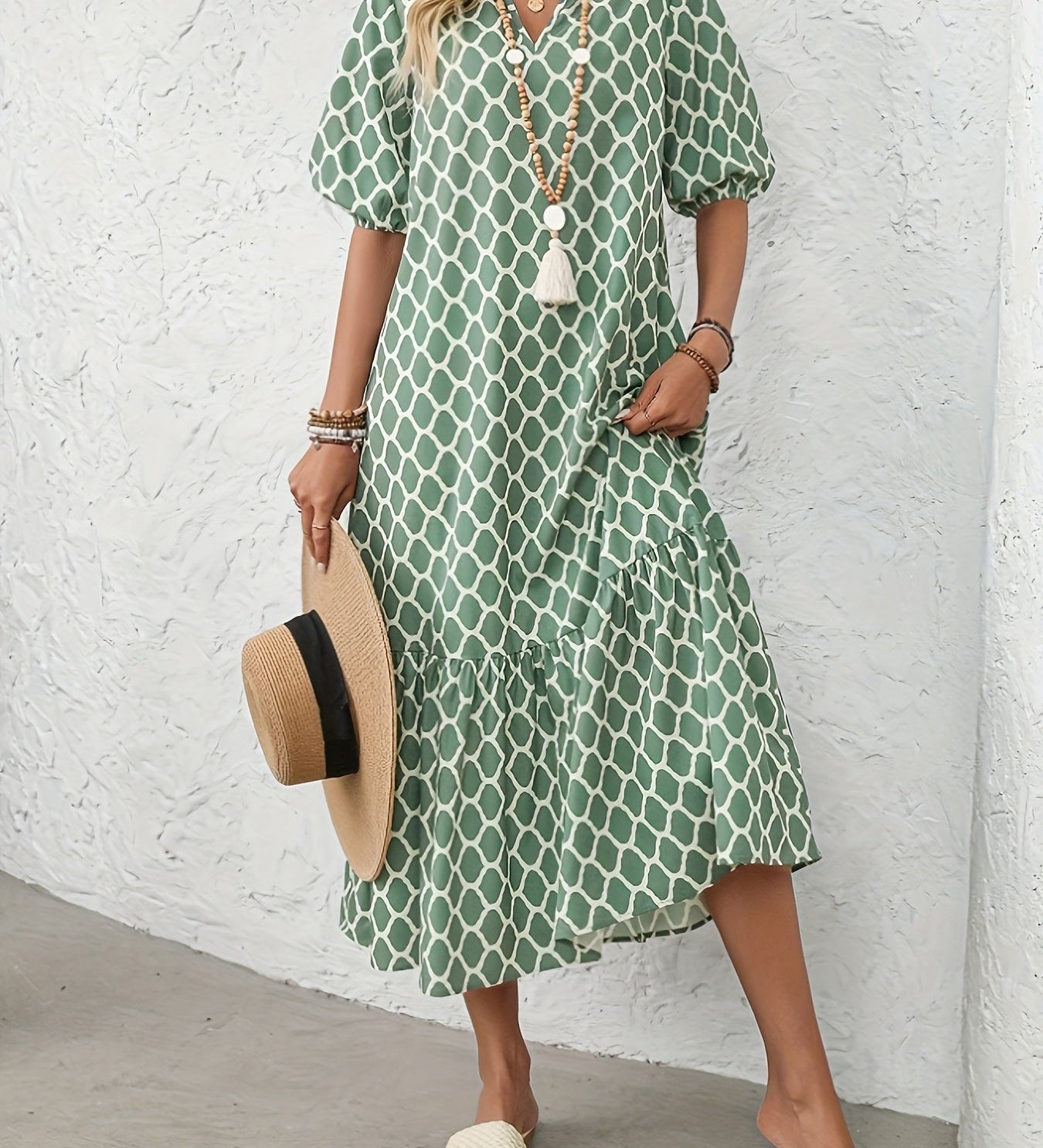 Rosalie – Robe midi fluide et confortable à motif élégant