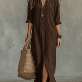Noémie – Robe chemise bohème longue