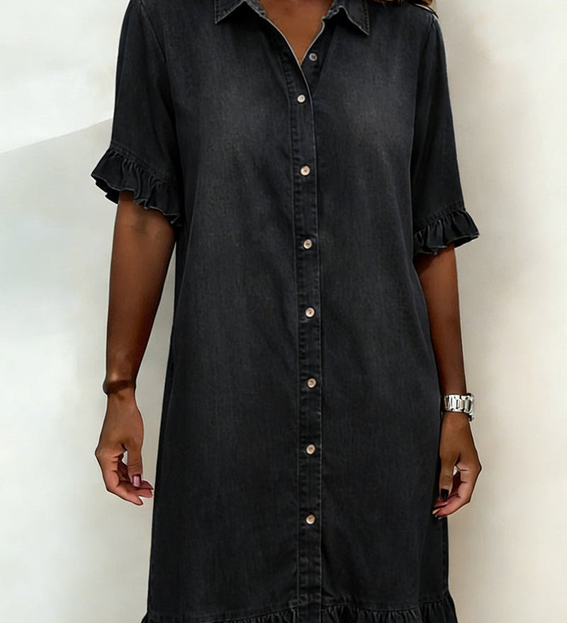 Maria | Robe en Denim Confortable avec Plis Flatteurs