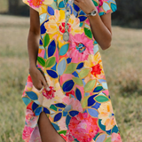 Lucienne – Robe fluide et flatteuse à imprimé floral coloré
