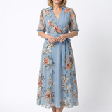 Camille – Robe midi portefeuille fleurie