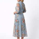 Camille – Robe midi portefeuille fleurie