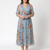 Camille – Robe midi portefeuille fleurie
