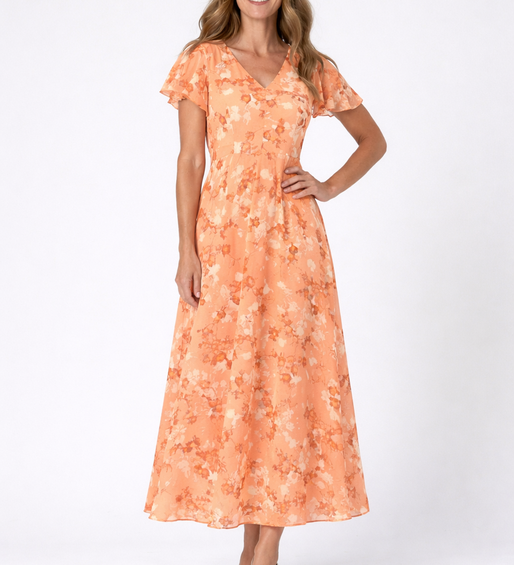 Ismérie – Robe longue fleurie en chiffon