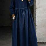 Melissa | Robe en denim à manches longues et col rond