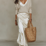 Elena – Robe midi satinée avec maille assortie