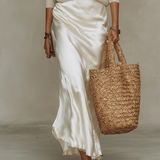 Elena – Robe midi satinée avec maille assortie