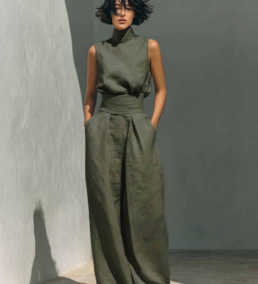 Amara — Ensemble minimaliste blouse et pantalon fluide