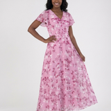 Ismérie – Robe longue fleurie en chiffon
