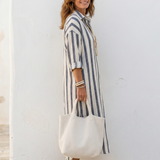 Noémie – Robe chemise midi à rayures