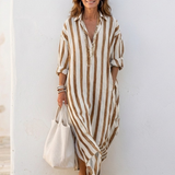 Noémie – Robe chemise midi à rayures