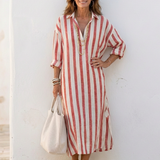 Noémie – Robe chemise midi à rayures