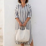 Noémie – Robe chemise midi à rayures
