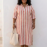 Noémie – Robe chemise midi à rayures