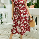 Éliane – Robe midi fluide et flatteuse à imprimé fleuri