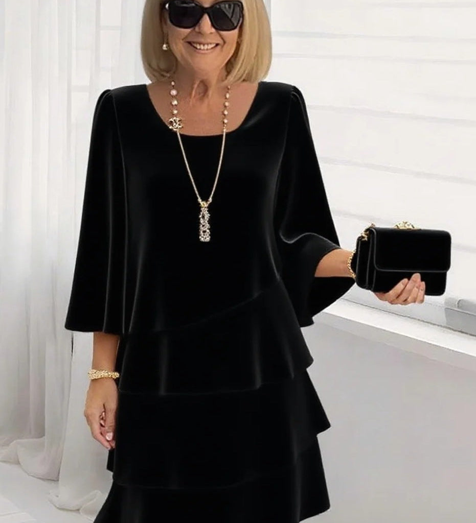 Margaux – Robe midi élégante à volants