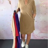Hélène – Robe unie élégante col V