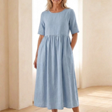 Manon – Robe midi fluide à taille froncée