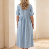 Manon – Robe midi fluide à taille froncée