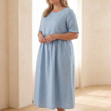 Manon – Robe midi fluide à taille froncée