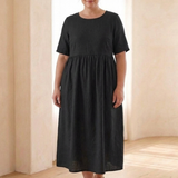 Manon – Robe midi fluide à taille froncée