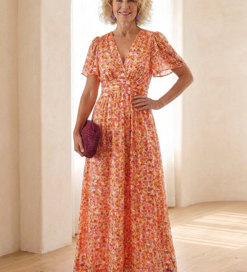 Élina – Robe longue fluide fleurie