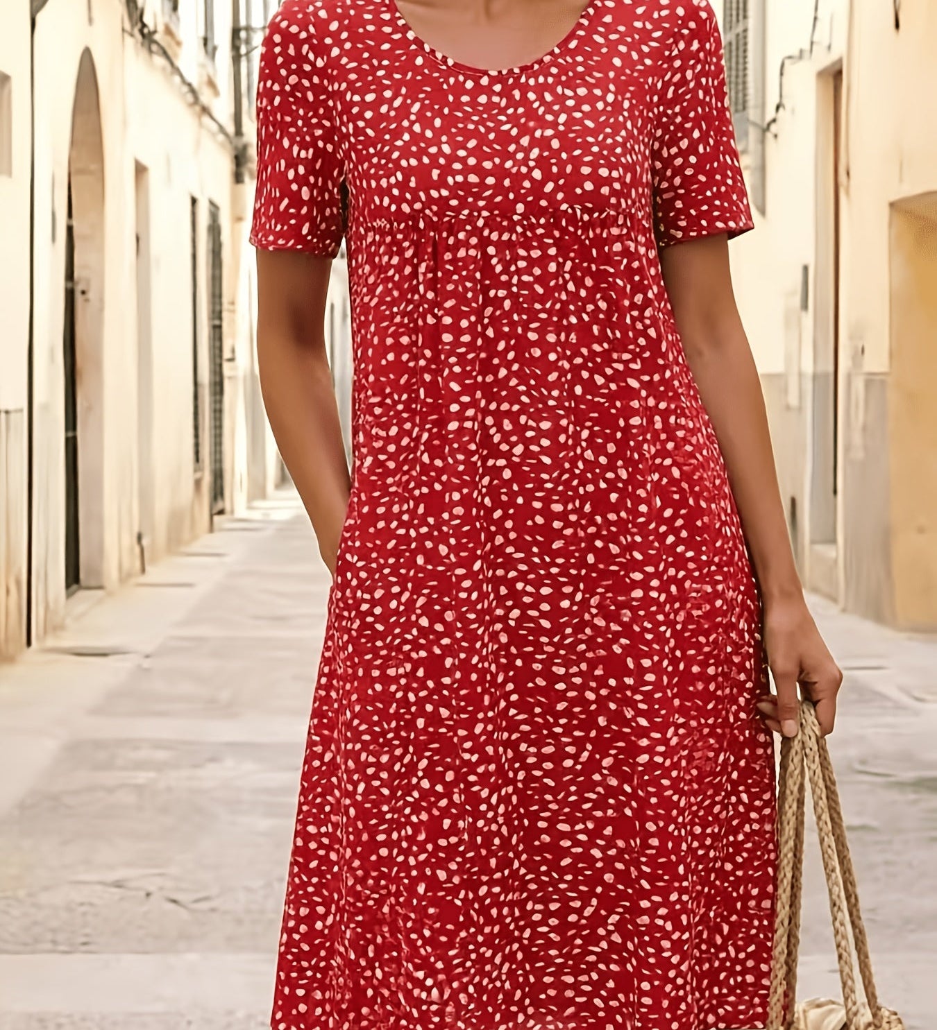 Colette – Robe midi fluide et confortable à imprimé discret