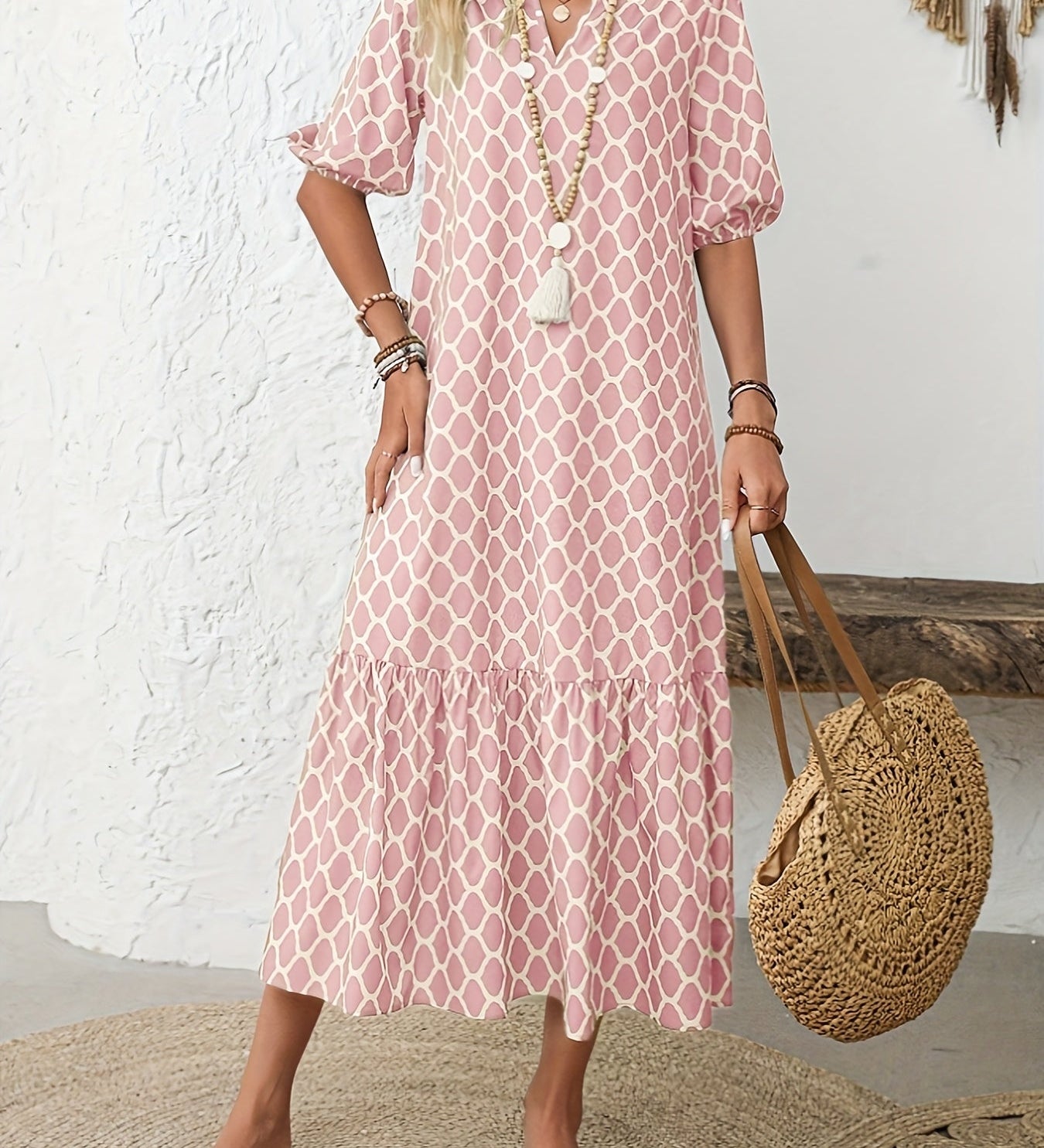 Rosalie – Robe midi fluide et confortable à motif élégant