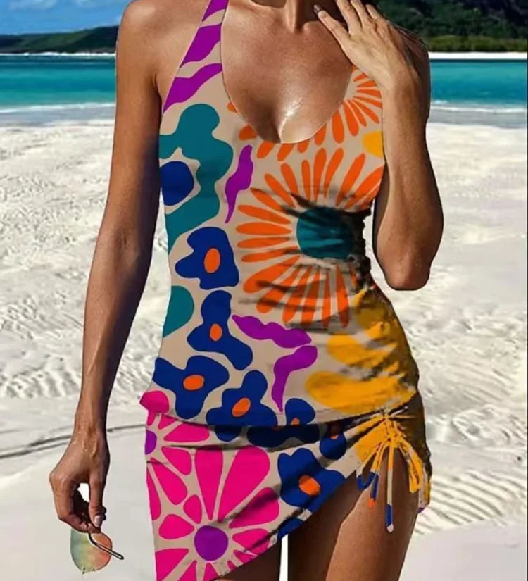 Fiesta – Tankini graphique fleuri avec short, effet ventre plat