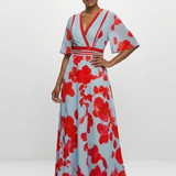 Corinne – Robe longue fleurie col V