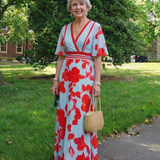 Emma | Robe longue fleurie à col V et manches courtes
