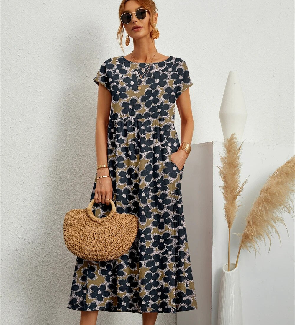 Henrielle – Robe midi fleurie élégante