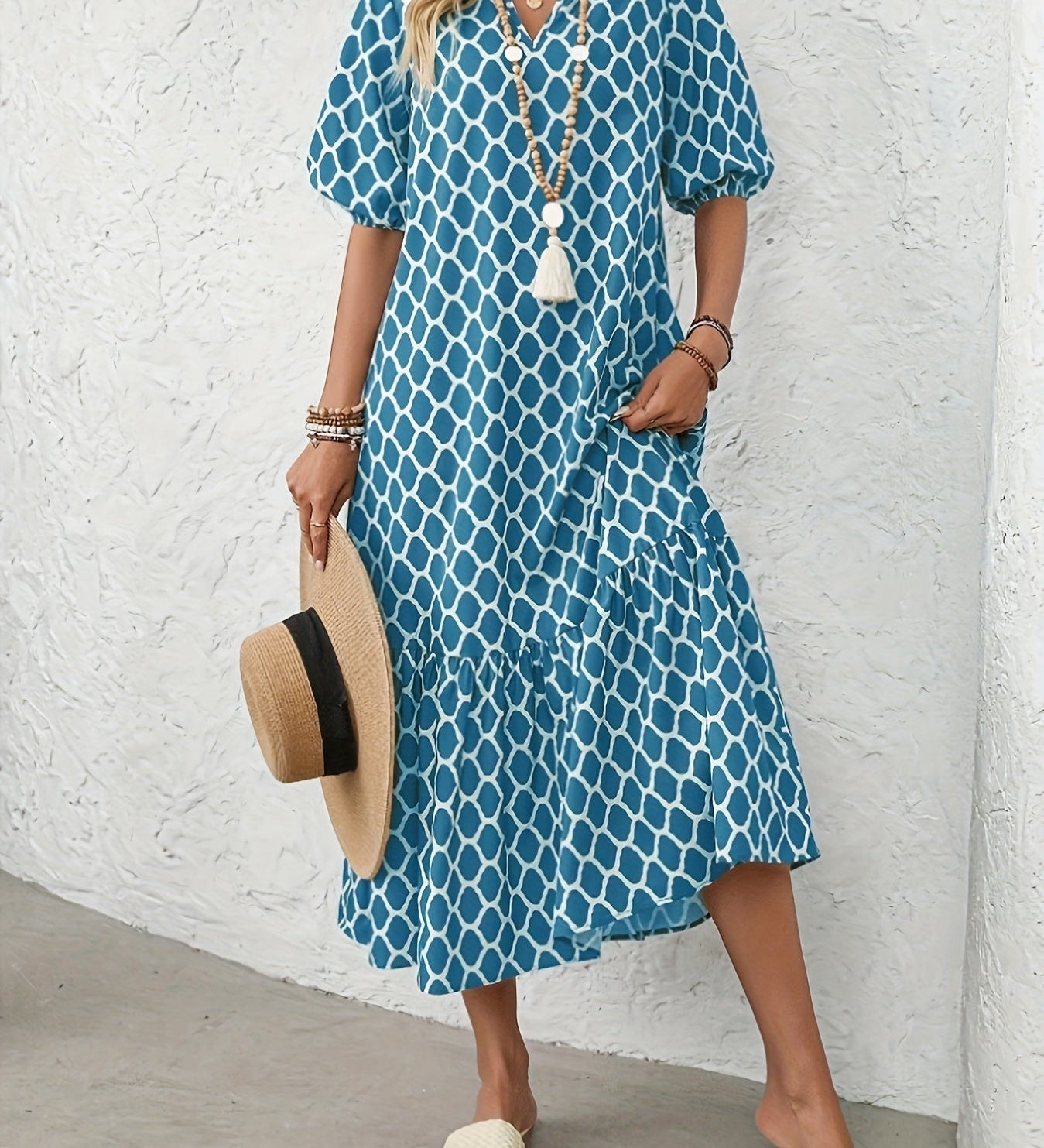 Rosalie – Robe midi fluide et confortable à motif élégant