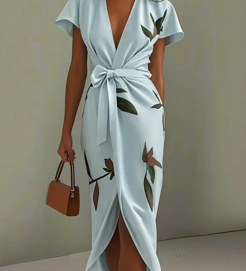 Harper – Robe portefeuille élégante à imprimé botanique