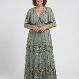 Camille | Robe longue fleurie à col V et manches courtes